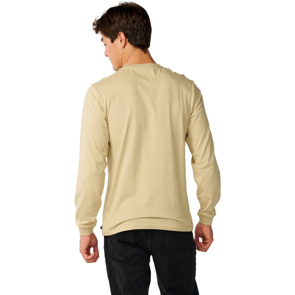 2026 Rip Curl Mens Streamline Badge Long Sleeve T-Shirt 13UMTE - Khaki Sand